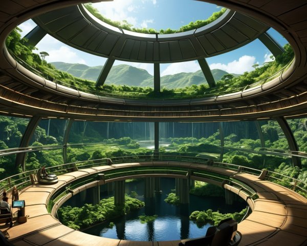 Futuristic Biosphere Interior with Nature Views | Deep Dream Generator